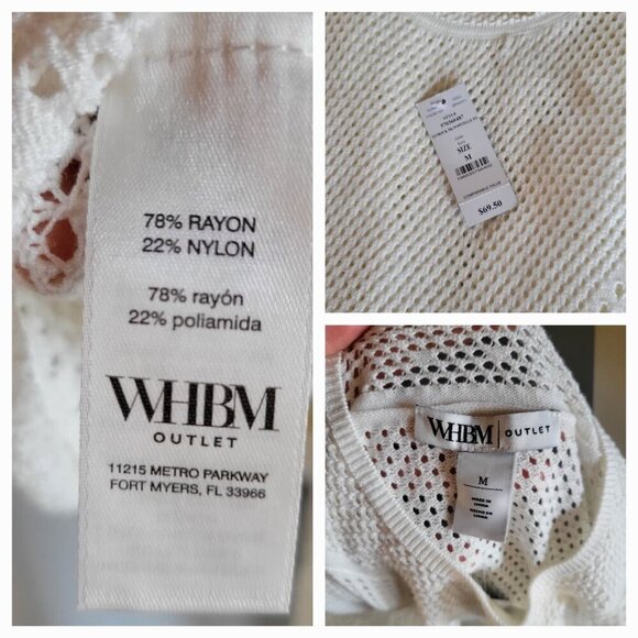 Outlet WHBM Mock Neck Pointelle Pullover Style 570360487- Sz M - Picture 7 of 7